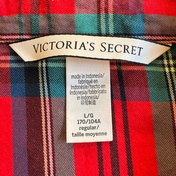 Victoria’s Secret Tartan Plaid Red Flanne Long Pants Pajama Set PJs PJ Sz Large - Picture 8 of 16